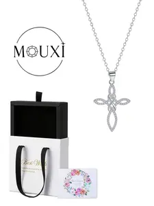 Keltic Cross Ladies Necklace, Adjustable Celtic Knot Pendant, Hypoallergenic Copper Chain, Classic Irish Jewelry Gift Box Included