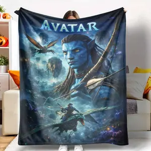 Avatar themed flannel blanket with fantasy jungle and flying creature print  ultra soft warm cozy  perfect for bedroom  sofa lounging  movie nights  holiday decor and gifting