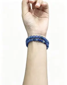 1pc Natural Blue Aventurine Beaded Bracelet, 6mm Blue Crystal Stretch Bracelet, Healing Stone Jewelry for Women, Elegant Gift for Crystal Lovers
