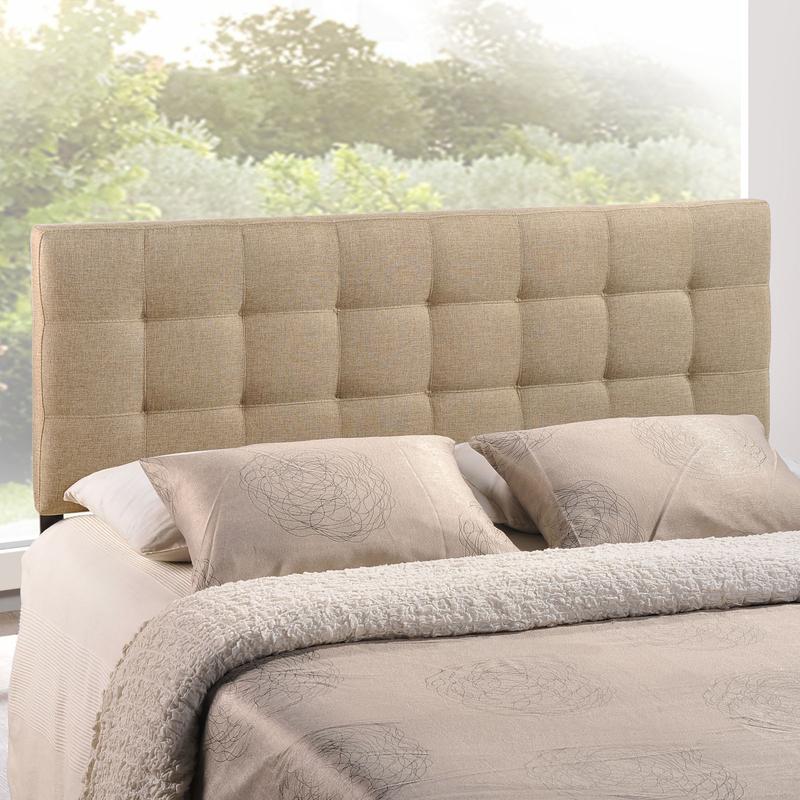 Modway Lily Queen Upholstered Fabric Headboard in Beige
