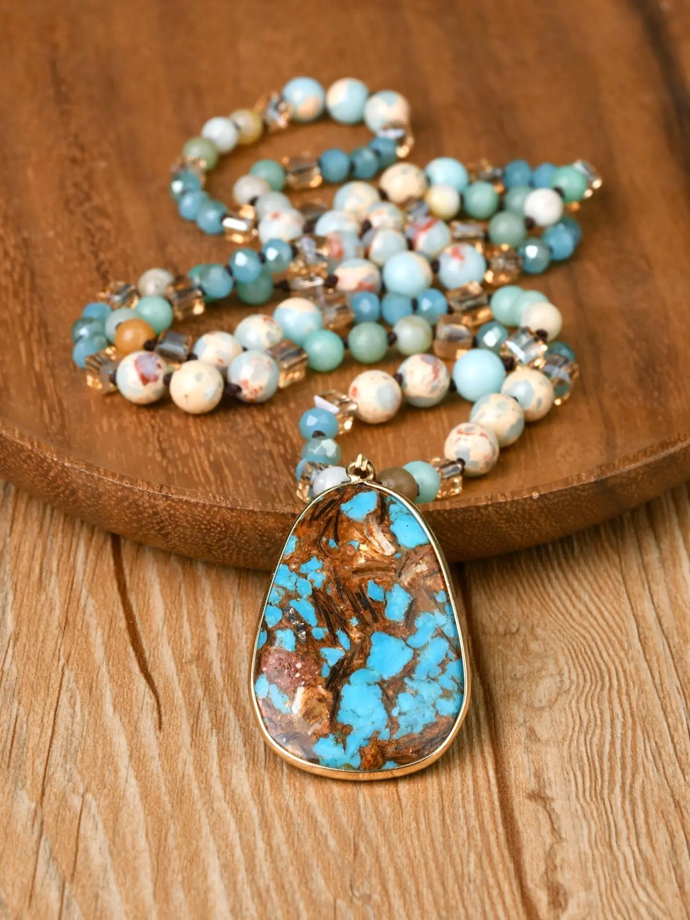 Boho Style Stone Beaded Charm Necklace, Fashion Jewelry for Party, Trendy All-match & Exquisite Jewelry for Birthday Gift, Beaded Necklaces
