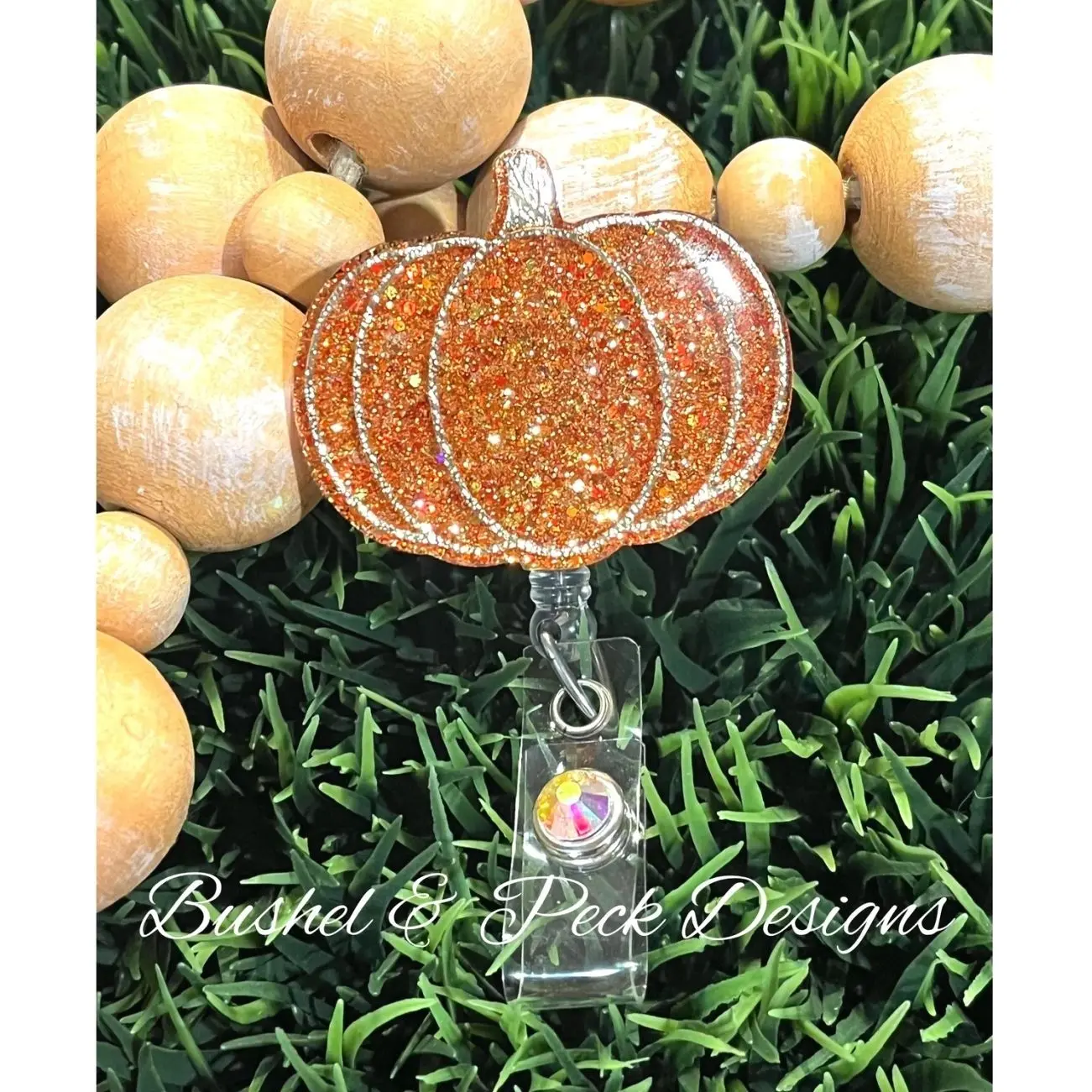 Fall Glitter badge reel, personalized badge reel, nurse badge reel, custom badge reel, Pumpkin badge reel