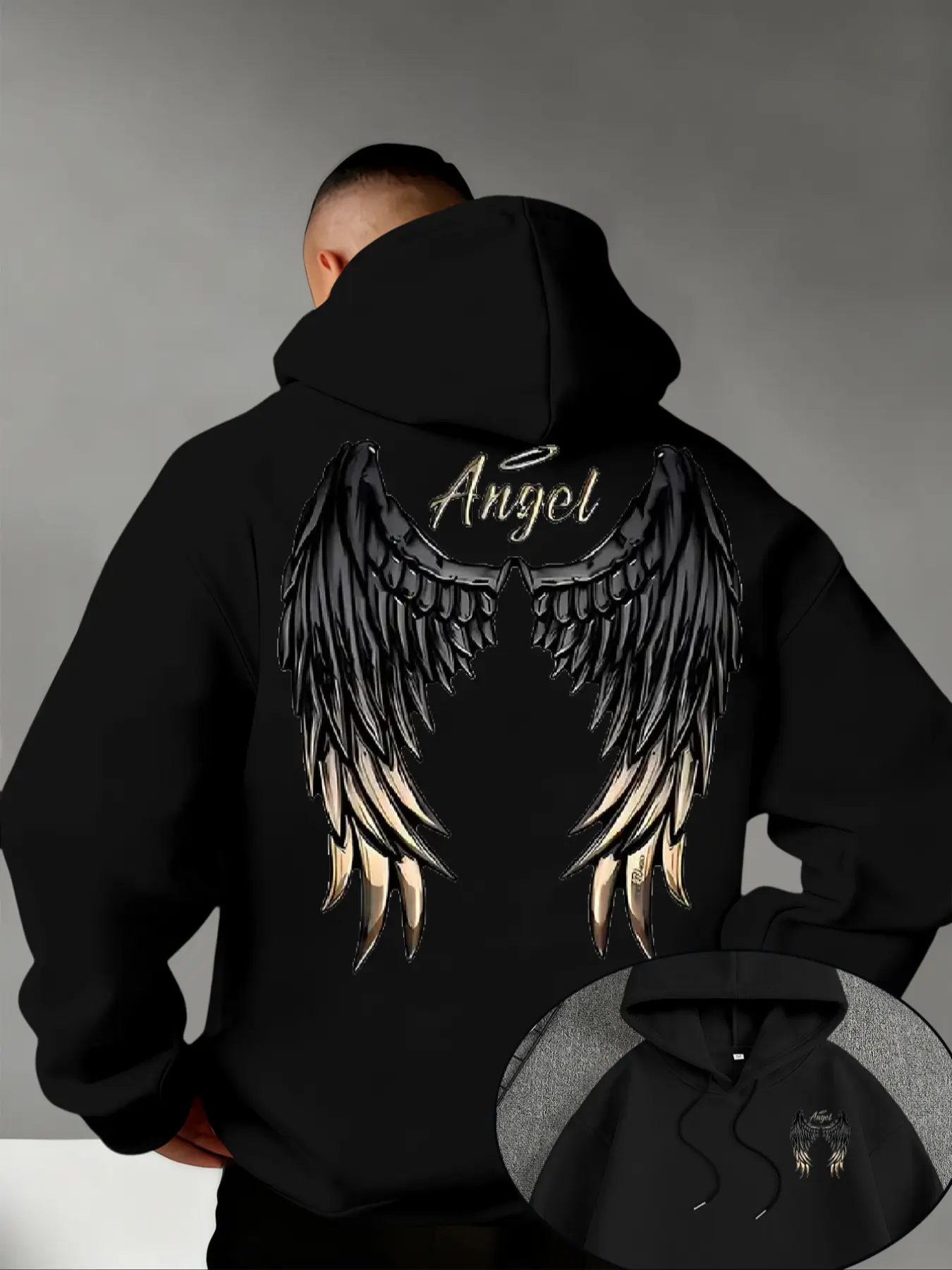 Men's Dark Angel Hoodie, Casual Fitted Tribal Pattern, Fall & Winter Fashion, Daily Wear, Trendy Social, Casual Fashion Sweatshirt