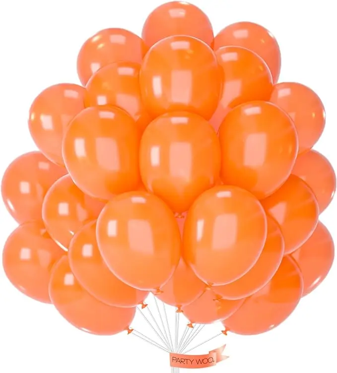 PartyWoo 50pcs Thick 12in Round Rubber Floatable Pearl Orange Decorative Balloons - Balloon Arch, Birthday Theme, Festive Supplies for Thanksgiving, Halloween Party Decorations Orange-Z28, Decorative Balloons Balloons