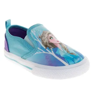 Frozen Elsa Anna Girls No Lace Shoes - Frozen Character Loafer Low top SlipOn Casual Tennis Canvas Sneakers (size 5-12 toddler)