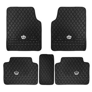 1 set car floor mat, rhinestone decor pu leather anti-slip car mat for women & girls, auto car vehicle essentials accessories for trucks, universal automotive foot mat, gifts for friend, new year gift