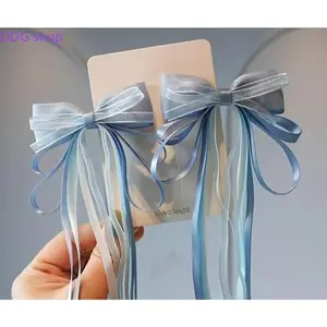 Women's Bow Shape Hair Clip - Woven Ribbon Tassel, Plain Vintage Elegant Hair Barrette, Fashion Accessory for Birthday Party, Daily Wear