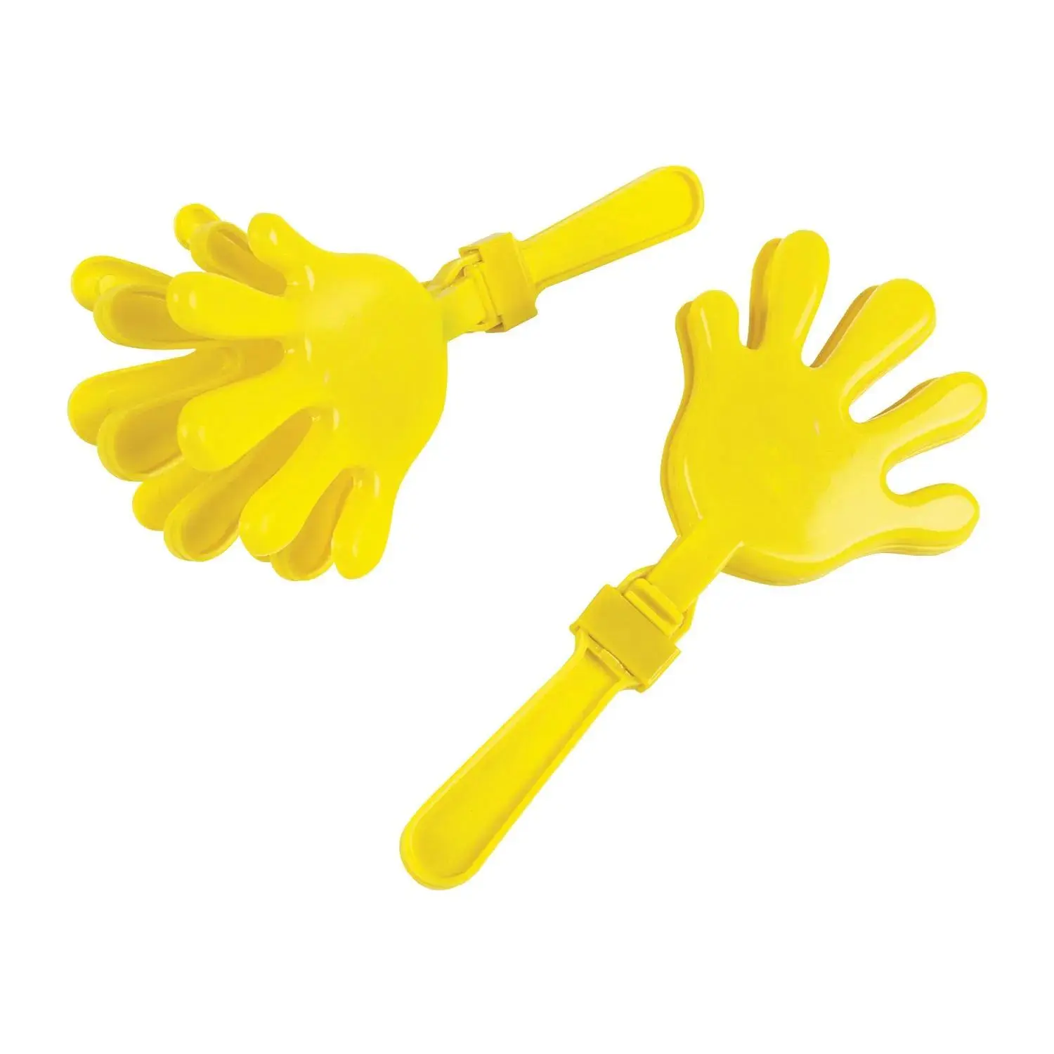 7" Bright Yellow School Spirit Plastic Hand Clappers - 12 Pc.