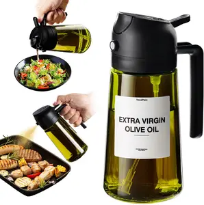 Original 16oz/470ml Olive Oil Dispenser Bottle for Kitchen Gadgets and Air Fryer Accessories - Olive Oil Sprayer for Cooking w/Stickers - Black