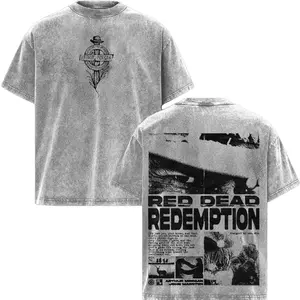 Arthur Morgan Red Dead Redemption 2 Washed Shirt Vintage Retro Oversized Heavyweight Cotton Streetwear Game Graphic Tee Menswear Top Dress Love NQD 0C3