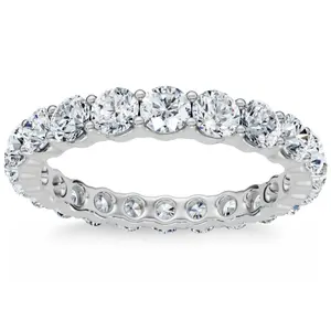 2 Ct Lab Grown Diamond Eternity Ring Womens Wedding Band 14k White Gold
