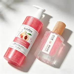 Apricot Scented Perfume + Body Scrub Shower Gel, Long-Lasting Fresh Fruit Fragrance, Aroma, Women's Perfume, Cleansing Body Wash, Gift Idea