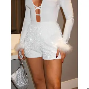 Wear Daily For Shorts And Sequin Women Glamine s Solid Color Casual Fashion