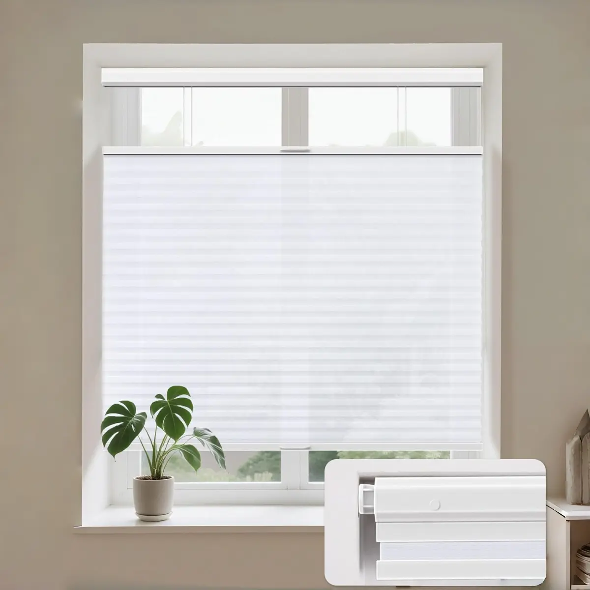 Grandekor Cordless Honeycomb Blackout Shades - No-Drill Top-Down Bottom-Up Push-Pull Blinds, Thermal Insulation, Noise Blocking, Privacy Shades for Rental Indoor Windows