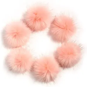 Pack of 6 Faux Fox  Pompoms 3.9inch/10CM Furry Pom Pom Ball with Elastic Loop Knitting Crafts Hat Charm Accessories