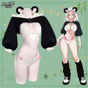 KORURACLUB Women's Comfortable Cute Panda Cosplay Outfit with Accessories (KO136)