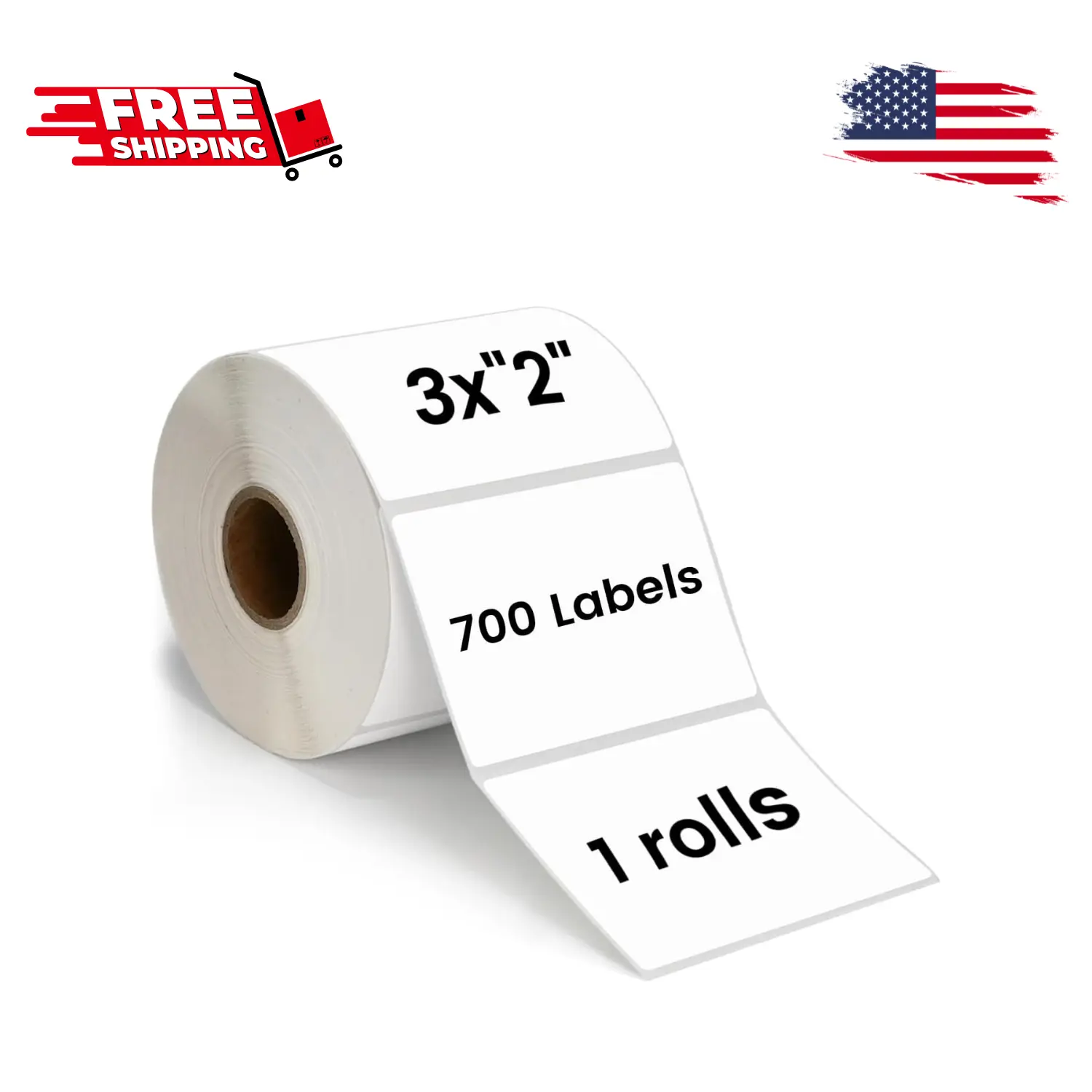 3"x2" Direct Thermal Barcode Labels, Shipping Label 700 per Roll (1 Roll)