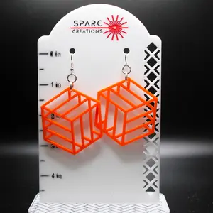 Trippy Square Orange Earrings