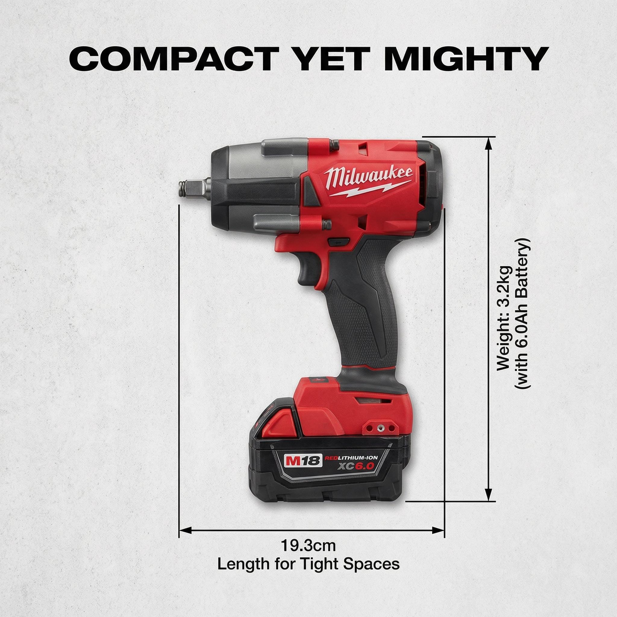 Milwaukee M18 FMTIWF12 18V Impact Wrench for Heavy Equipment Repair 1000Nm High Torque Power Tool