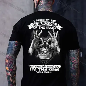 [Version 2] I MIGHT BE THE BLACK SHEEP OF THE FAMILY Skull With OK Print Men's T-Shirt
