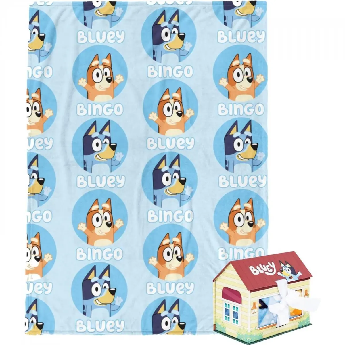 212 MAIN Silk Touch Cotton Throw Blanket, 46x60 in, Character Print, Blue & Yellow Bedding Linens Bedspread Coverlet