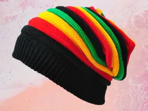 Colorful Beanie Hat – Rasta-Inspired Red, Gold, Green & Black
