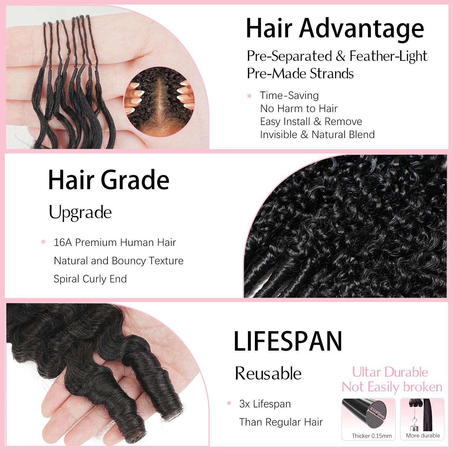 [NEW IN] GOULUS Burmese Curly Crochet Hair Pre-Separated Feather Human Hair Bundles with Invisible Miracle Knots Natural Black Color 4–5 Packs for Full Head Multiple Curly & Wavy Textures Soft Lightweight No Tangle No Shedding Hair Extensions