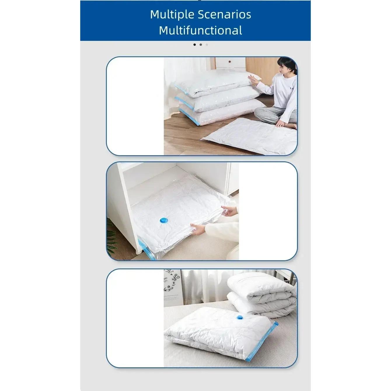6PCS Vacuum Bag With Valve or Pump for Clothes Storing Large Plastic Compression Empty Bag Travel Accessories Storage Container