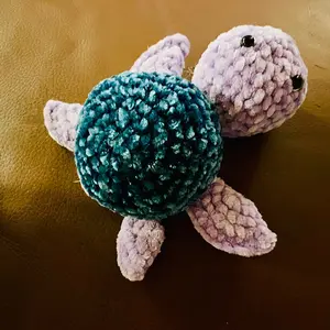 Crocheted Purple and Teal Turtle
