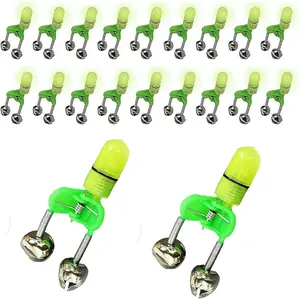 20Pcs LED Twin Bell Night Fishing Alarm Clip Fishing Bite Alarm Indicator LED Night Fishing Rod Bite Bait Alarm Light
