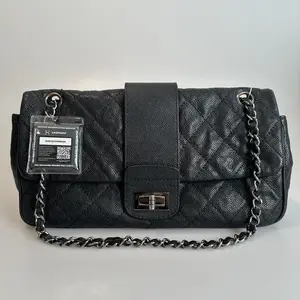Pre-owned CHANEL Grained Calfskin Shoulder Bag Black Quilted 68017479