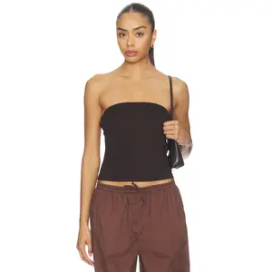 DONNI. The Baby Rib Tube Top in Espresso