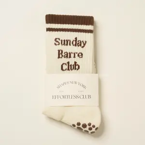 Shapes Studio effortless club Crew Calf Grip Socks, Cutest Fruits Pilates Socks, Non-Slip Socks, Barre Yoga Fitness, Cherry Printed