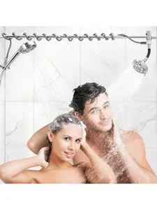 Dual Shower Head System - High Pressure 7-Spray Mode Handheld With Filter, 360 Adjustable Rainfall Top Spray, Chrome - Easy Install For Two Person Bathrooms