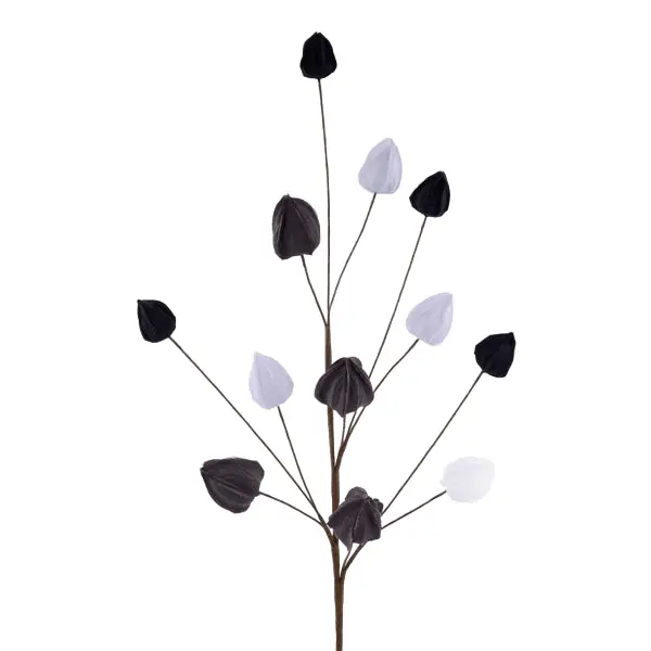 29"L Chinese Lantern Spray in Black/White/Grey