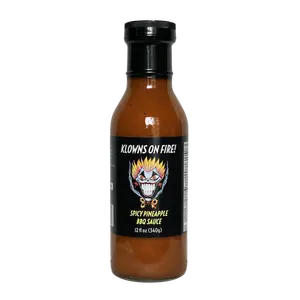 Klowns On Fire Spicy Pineapple BBQ Sauce - Mild Heat Level 3/10 - 12 oz - Perfect for Grilling & Dipping - Unique Flavor Profile - Award-Winning Gourmet Sauce