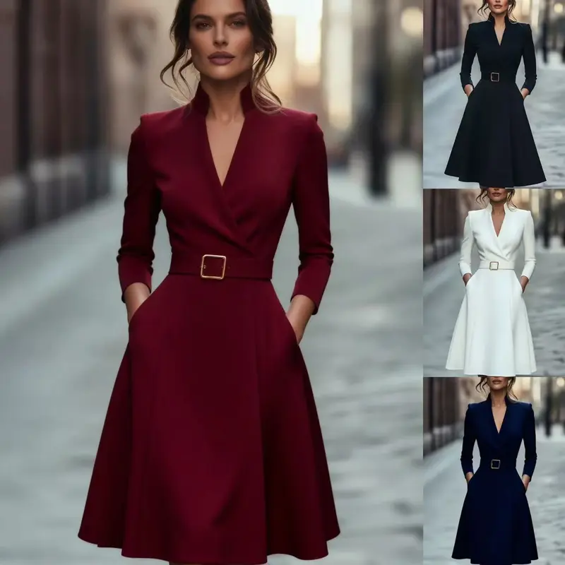 warm semi formal dresses V-Neck Short Sleeves Pleated Ruffled A-Line Mother of Bride Dress – Liymc