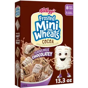 Kellogg's Frosted Mini-Wheats Breakfast Cereal, Kids Cereal, Family Breakfast, Cocoa, 13.3oz Box