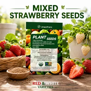 Mixed Strawberry Seeds, Red & White Varieties, 300 Seeds, Easy to Grow for Balcony Pots, Home Garden, Beginner Friendly