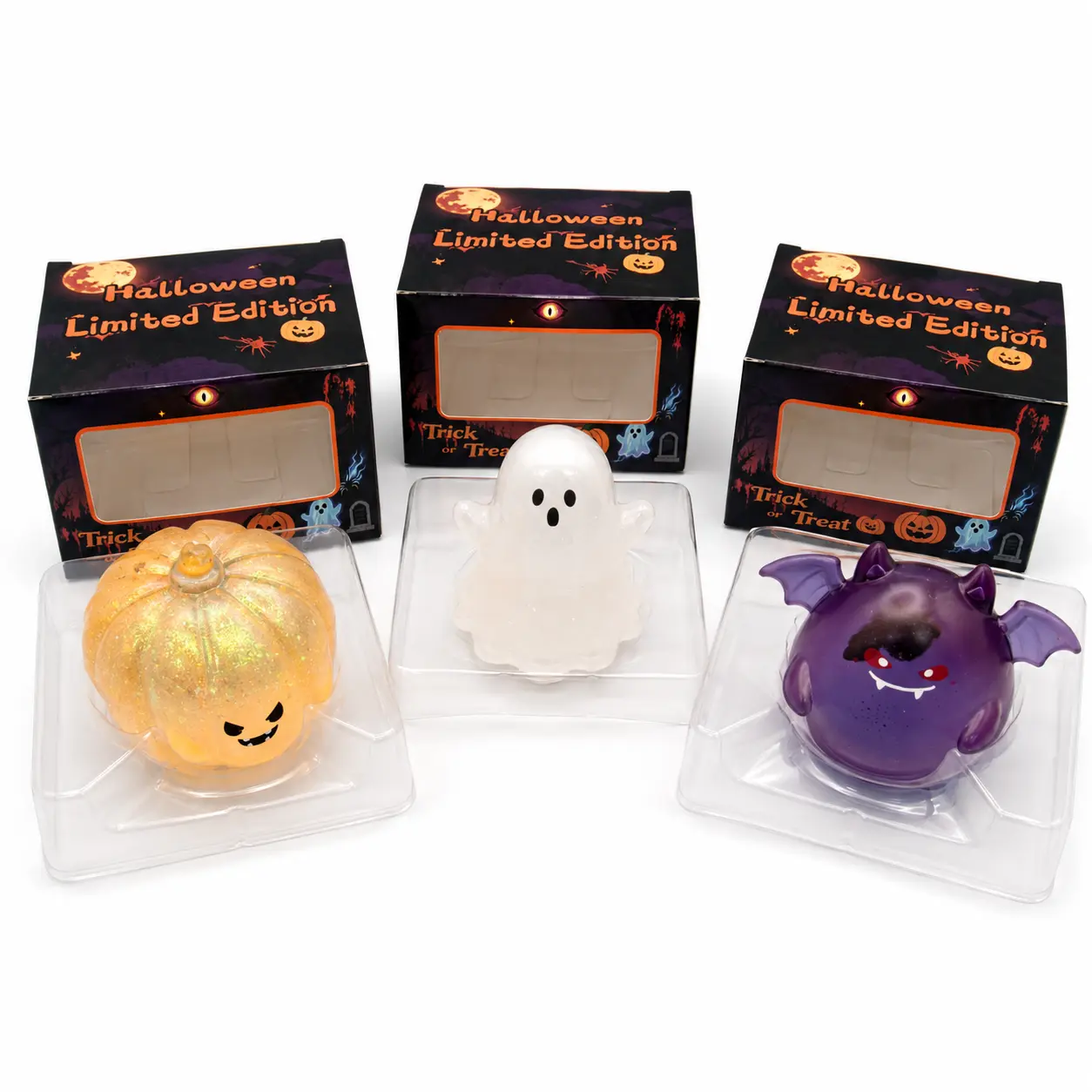 Halloween Jelly Squishy Toy Pumpkin Ghost Bat Design, Cute Fidget Squeeze Toy, Holiday Gift Party Favor