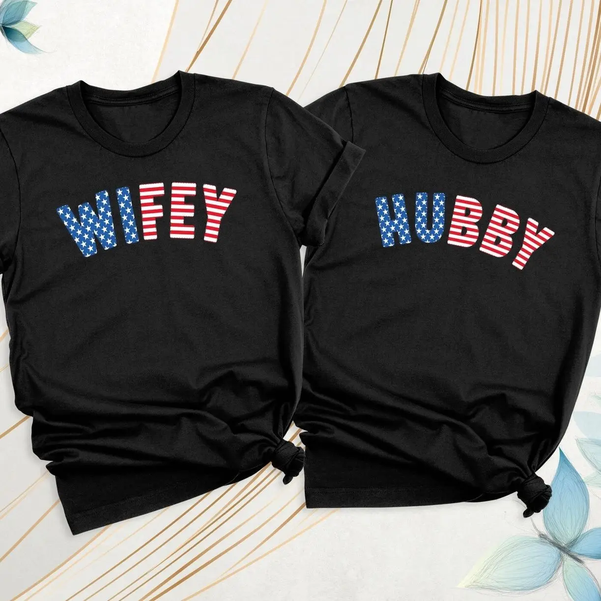 SageSprint American Flag Shirt Matching Couples Tees, USA Shirt Wifey Hubby Couples Shirt,Mr and Mrs Shirt,Funny Couples Tee,Independence Day Men Women Tee