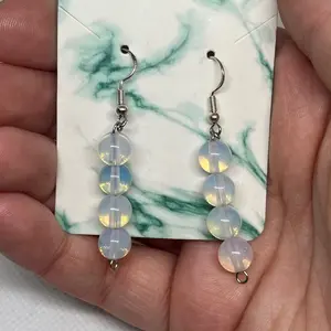 Handmade 8mm 4 Bead Opalite Earrings with beautiful coloring