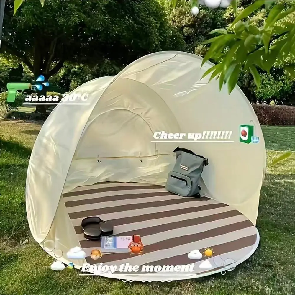 Oval Compact Pop-Up Camping Shelter, UV-Protection Heavy-Duty Polyester Outdoor Party Tent with Quick Beach Setup, Spacious Fit for Family Use, Includes Carry Bag