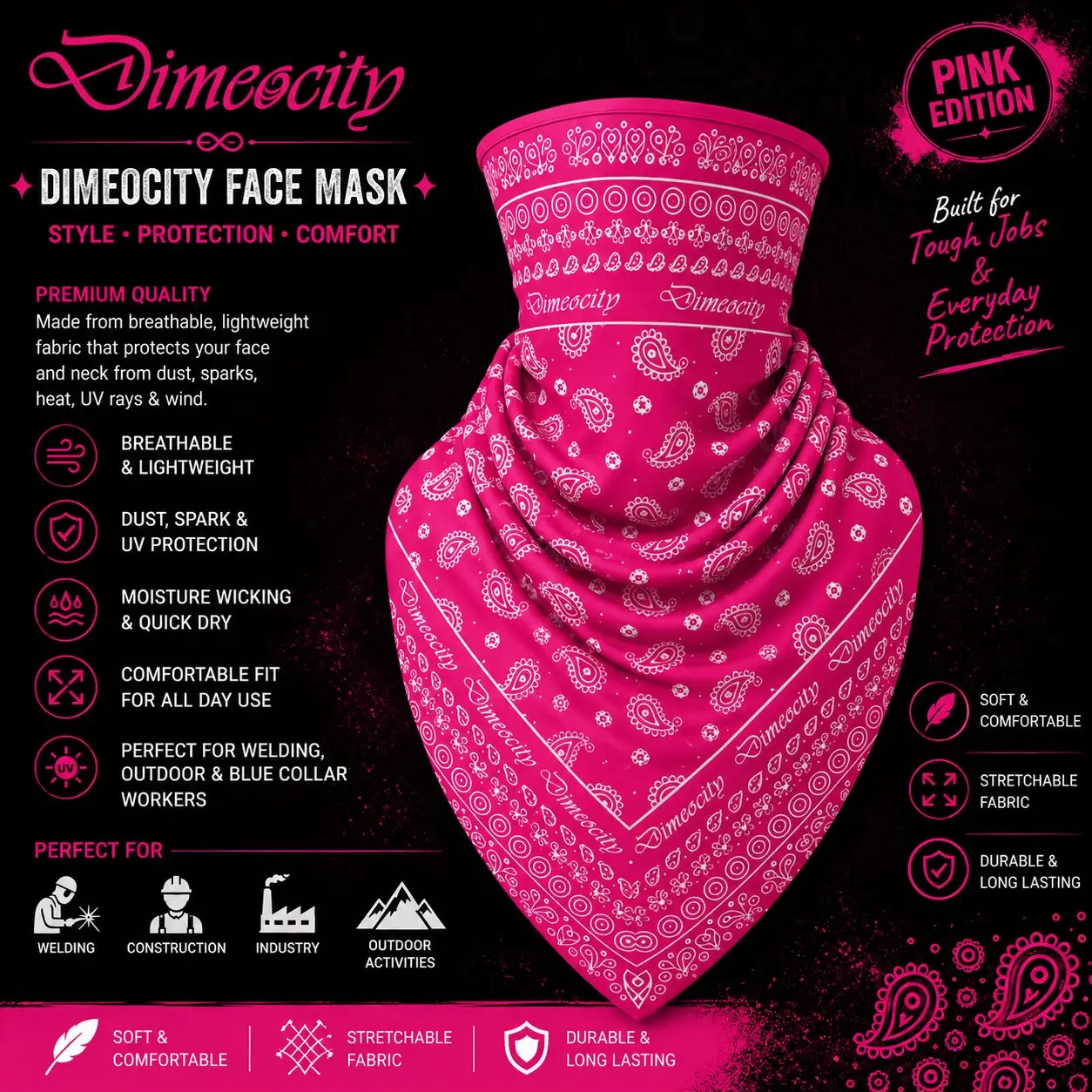 Pink/White Face Mask