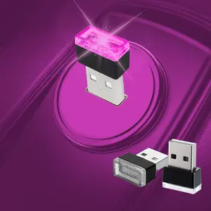 Pcs USB LED Car Interior Atmosphere Lamp, Night Light Led Decoration Light Ambient Lighting Kit Interior Led Lights, Portable Vehicle Ambient Lighting Kit for all Car Interior Accessorie Pink Purple