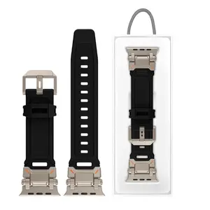 Sport Band for Apple Watch 49mm 45mm 44mm 42mm | Black TPU Strap with Metal Buckle Connector Design | Compatible with iWatch All Series Ultra 3/2, Series SE, Series 11 10 9 8 7 6 5 4 3 2 1 [WATCH NOT INCLUDED]