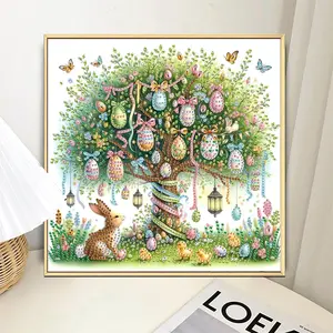 Egg Tree Pattern DIY Diamond Arts Colorful Painting Kit, 5D Special Shape Diamond Arts Colorful Painting Kit for Beginners, DIY Crafts Home Decoration