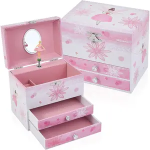 Musical Jewellery Box for Girls with 2 Drawers,  Toys Music Box with Spinning Ballerina,Girls  for 3-12  Jewel Storage Box