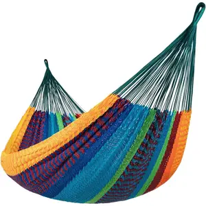 [Limited time deal]BA-CYW  Handwoven Mayan Hammock, 10.5 FT Soft Rope Double Hammocks, Portable Outdoor Hammock with Carry Bag, 2 Straps & Carabiners for Patio Outside, 550 lbs Weight Capacity, Multi Color