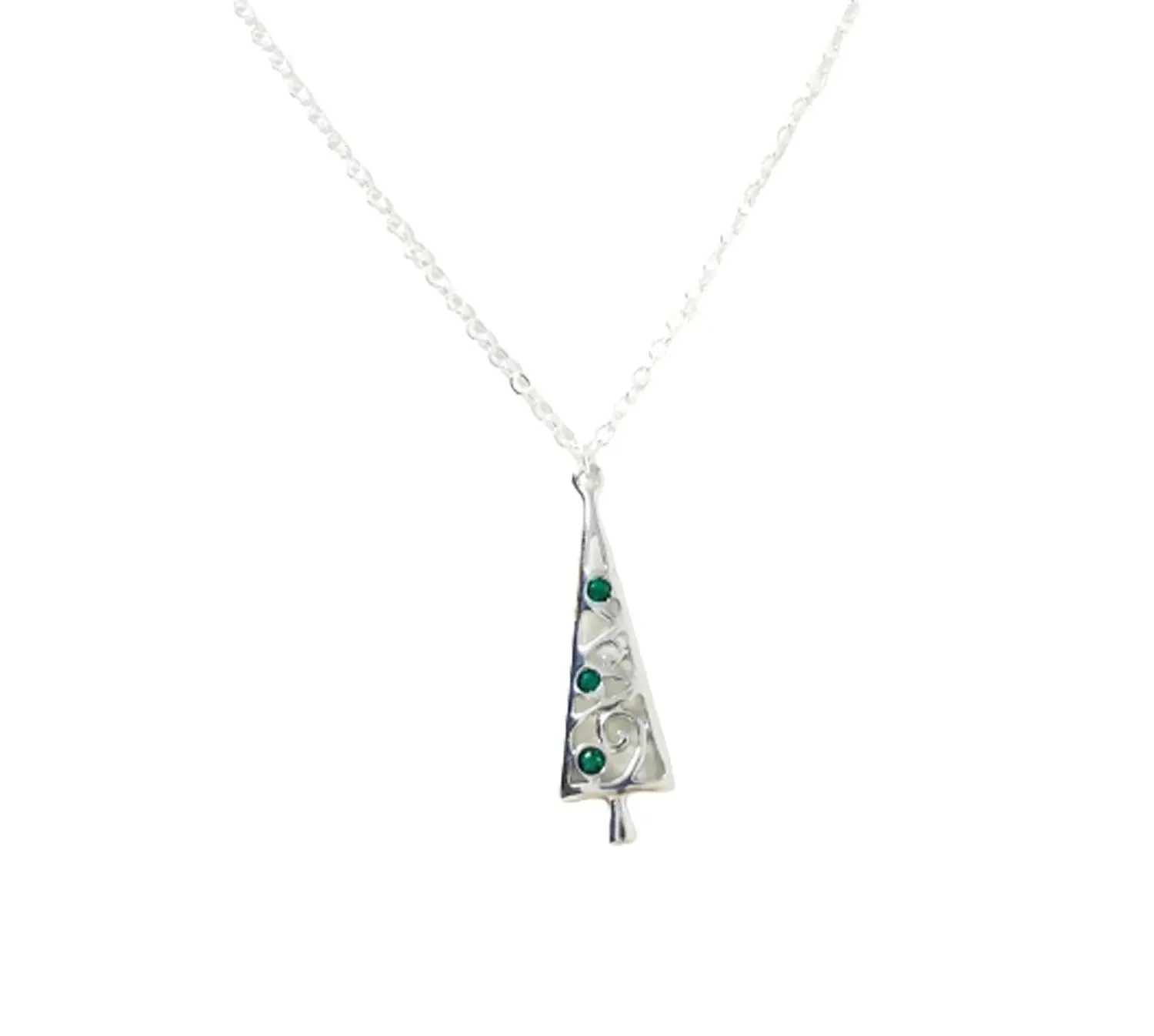 Green Crystal Rhinestones Christmas Tree Pendant Necklace
